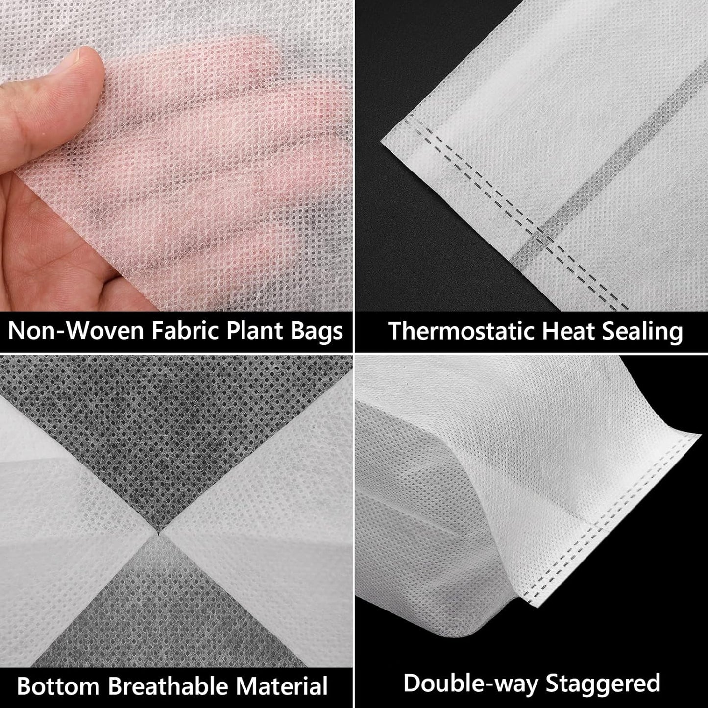 GREANER 100pcs Biodegradable Nursery Bags, 9 x 9inch Seed Planting Bags, Planting Seed Starting Pots Pouches, Standable Pouch for Potato, Flower, Tomato Plant Starts