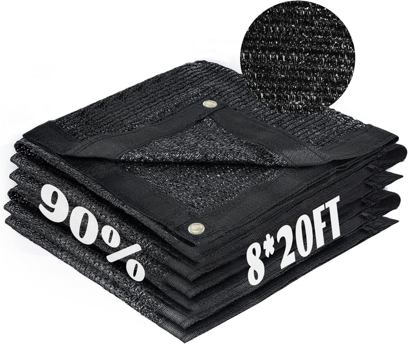 Cool Area 90% Sun Shade Cloth Mesh Tarp with Grommets for Plant Cover 8x20ft Patio Canopy Garden Pergola Blackhouse Car Barn Kennel Black