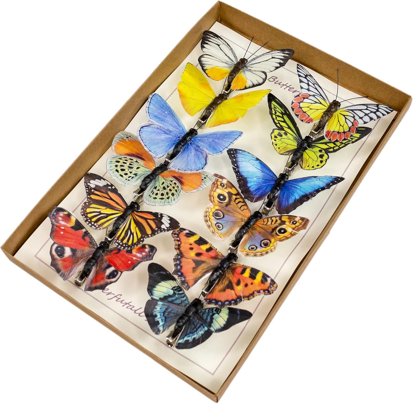 Berfutall-Artificial Feather 3D Butterfly Party Decorations Set of 12 with Clip 12 Color Ornaments for Christmas Tree