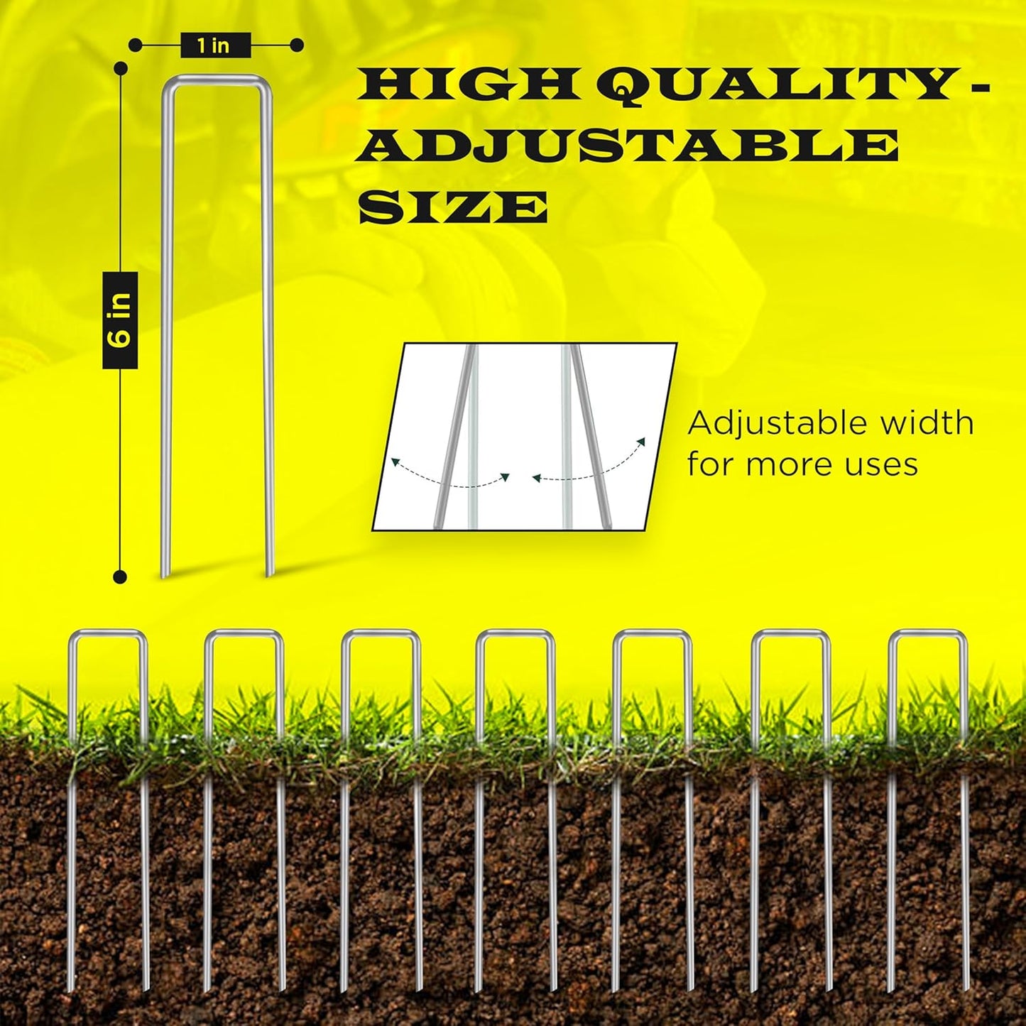 375 Pack x 6 Inch Landscape Staples Galvanised, Fabric Pins, 11 Gauge, Garden Staples, Tent Stakes, Fabric Pins for Lawn, Fence, Tent, Decoration, Weed Barrier, Outdoor. (375 x 6in)