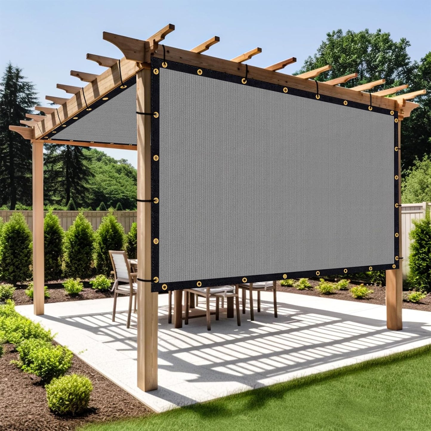 Shade&Beyond Customized Size 11' X 13' Shade Cloth with Grommets, 90% UV Protection UV Protection Mesh Tarp Sun Screens for Patio GN01, Light Gray