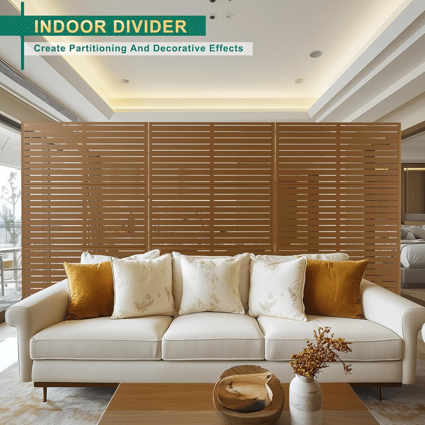 72" H×47" W Metal Privacy Screen Outdoor Privacy Screen Freestanding, Freestanding Decorative Privacy Screen for Balcony Yard&Garden(Consists of 3 Panels)