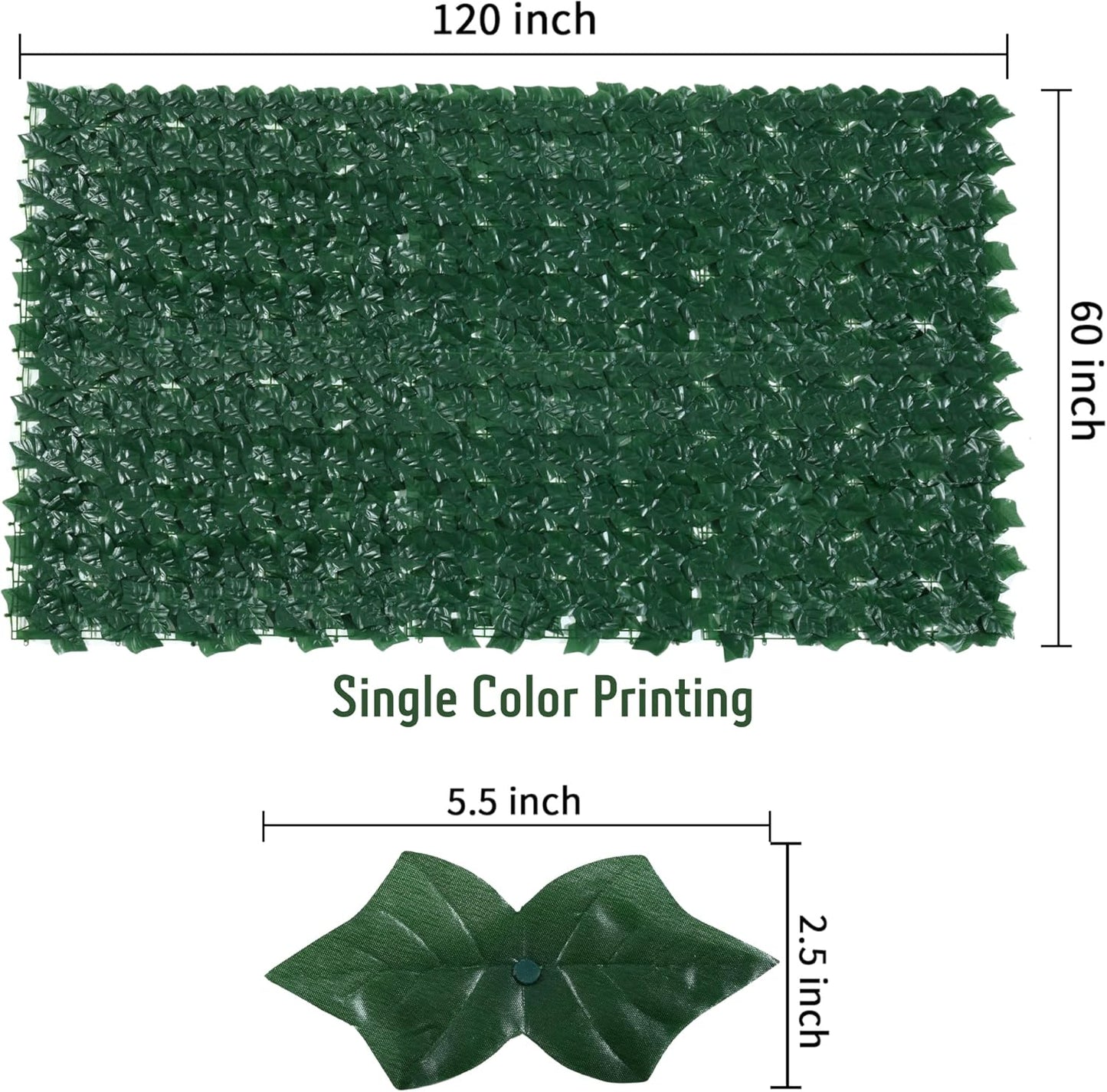 Jinwu Artificial Ivy Privacy Fence Screen (2 Rolls, Total 59x118 inch), Expandable Faux Privacy Fence with 80 pcs Zip Ties, Decoration for Outdoor Garden, Solid-Color Sweet Potato Leaf (Budget)