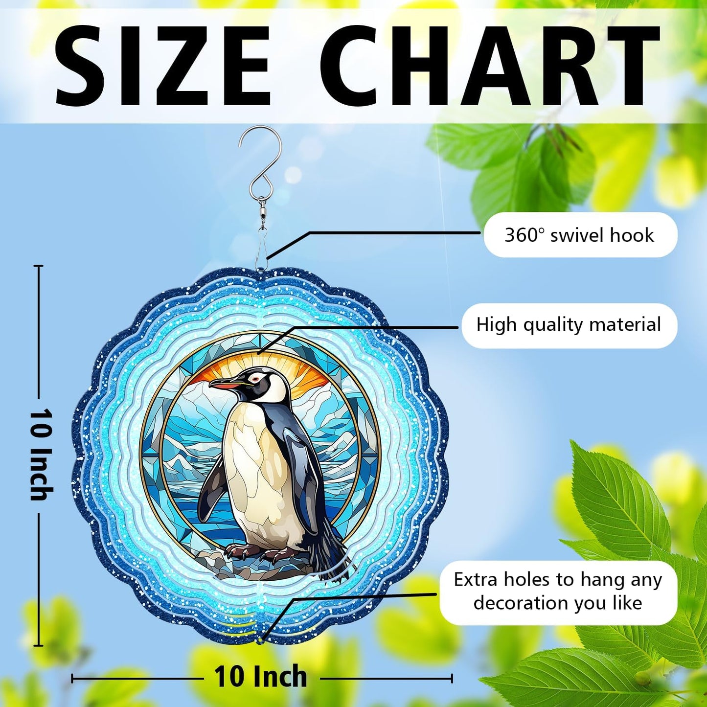 Penguin Yard and Garden Wind Spinner, Unique 3D Hanging Penguin Wind Spinner