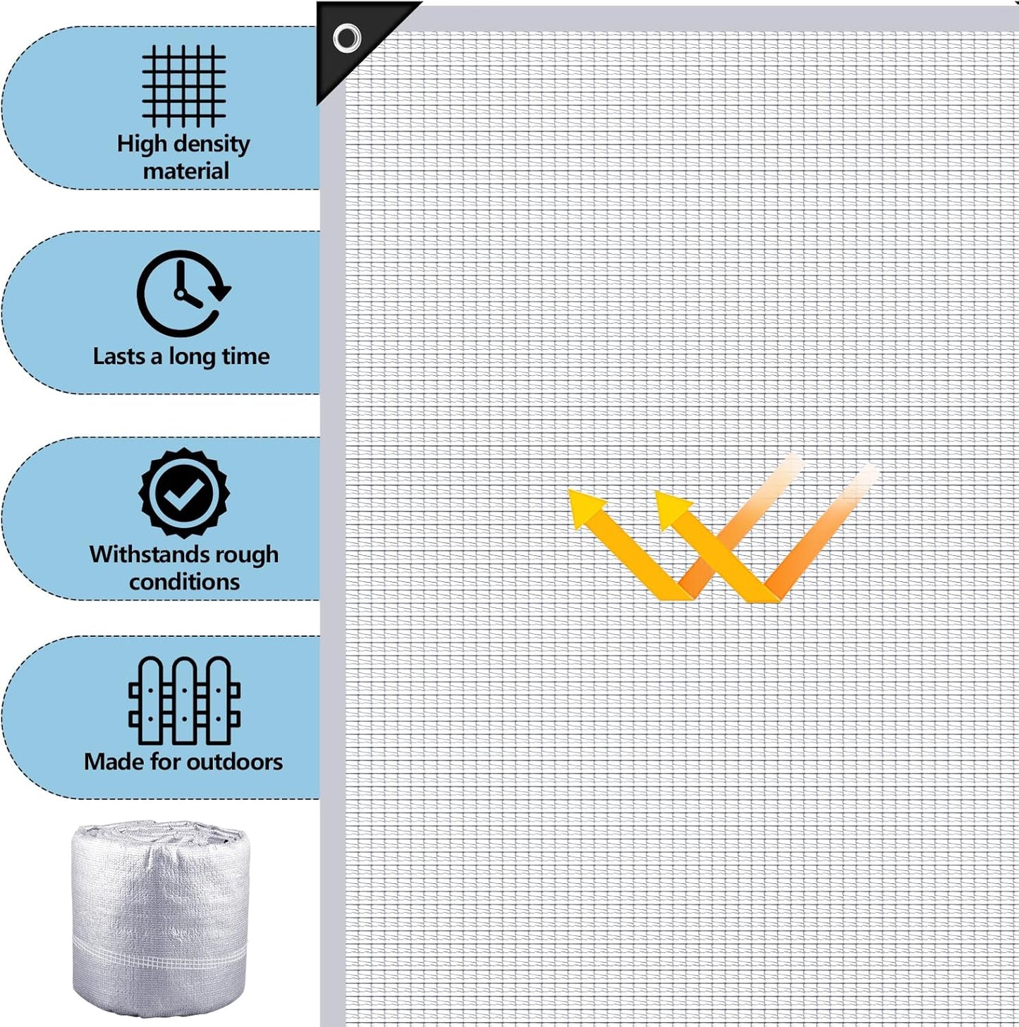 99% Aluminet Shade Cloth Reflective Tarp 3 x 6 ft Aluminium Cloth Porch Privacy Screen with Grommets for Car Garden Pergola Patio Sun Shade Kennel Cover Durable Mesh Canopy Cover Easy Setup