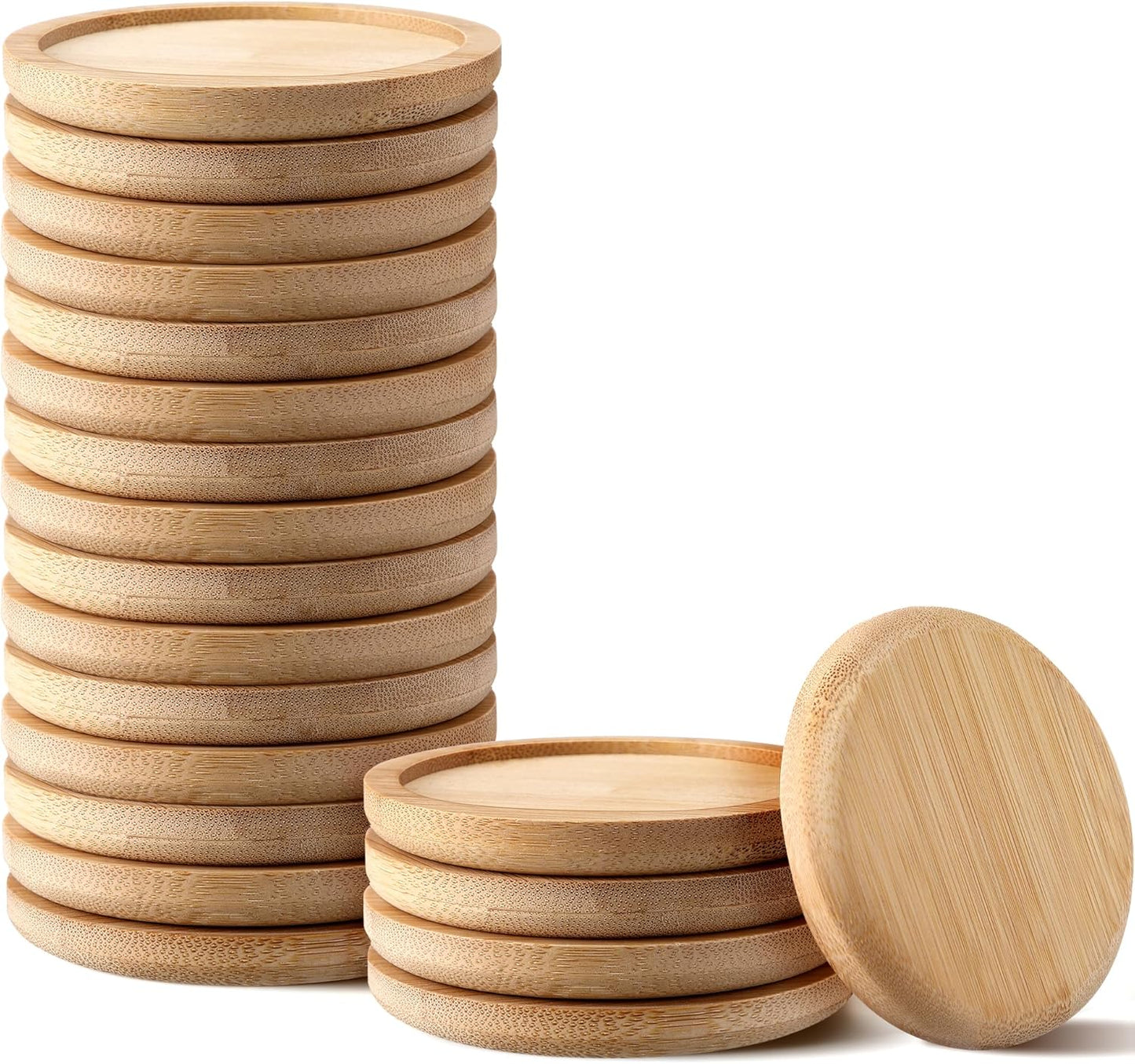 Frienda Trays 2.52 Inch Bamboo Round Plant Saucer for Most Plant Pot Flower Saucers Tray, Solution for Owl Pot with Hole(20 Pack)