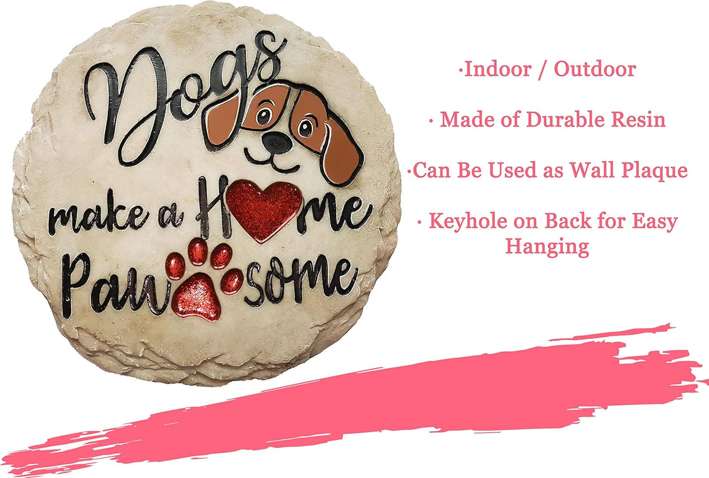 Spoontiques - Garden Décor - Dogs Make a Home Pawsome Stepping Stone - Decorative Stone for Garden