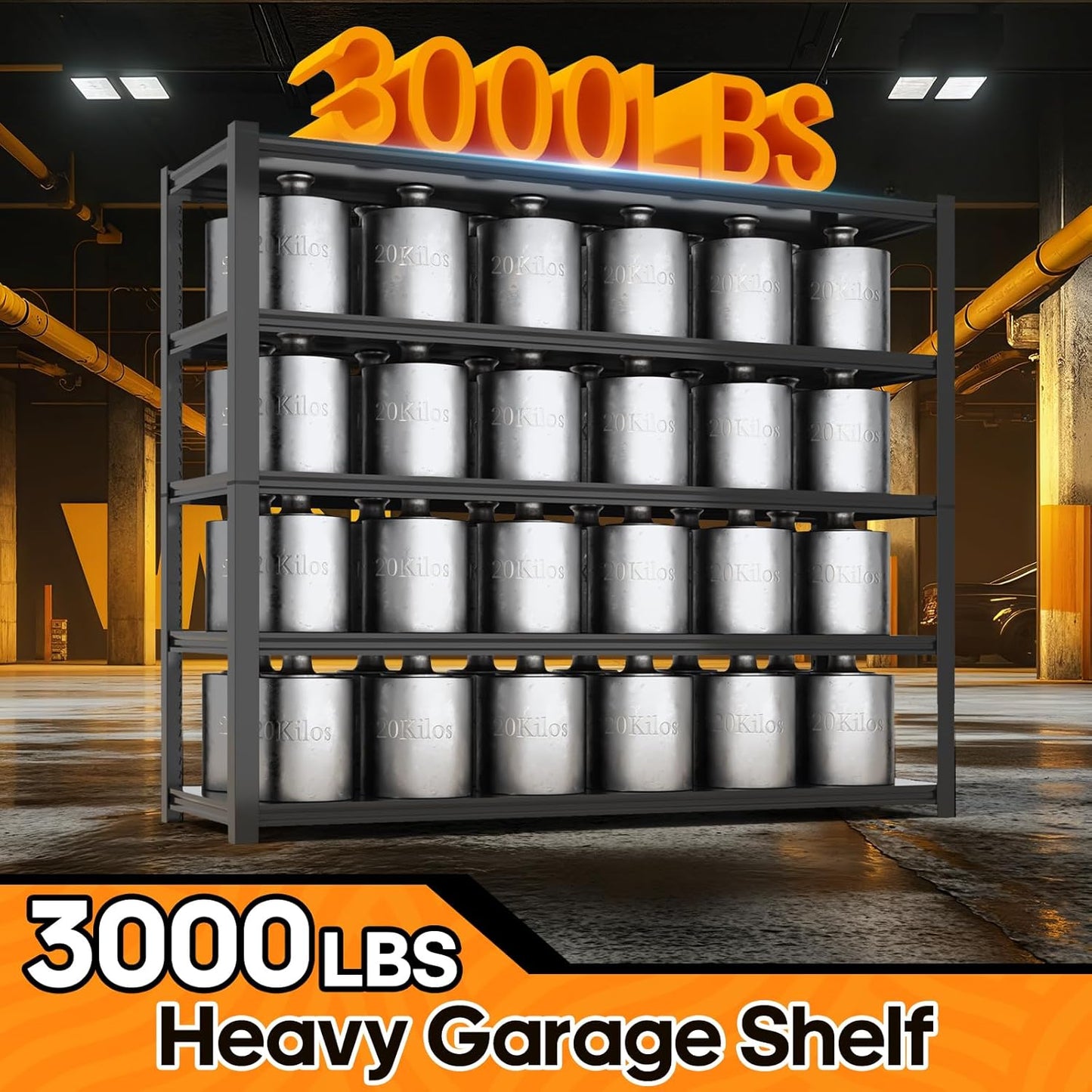 Garage Shelving Heavy Duty,5 Tier Adjustable Metal Shelving Storage Rack,Storage Shelves,48" Wx20 Dx72.2 H,Industrial Shelving Unit for Basement,Warehouse,Garage Organization.2 Pack