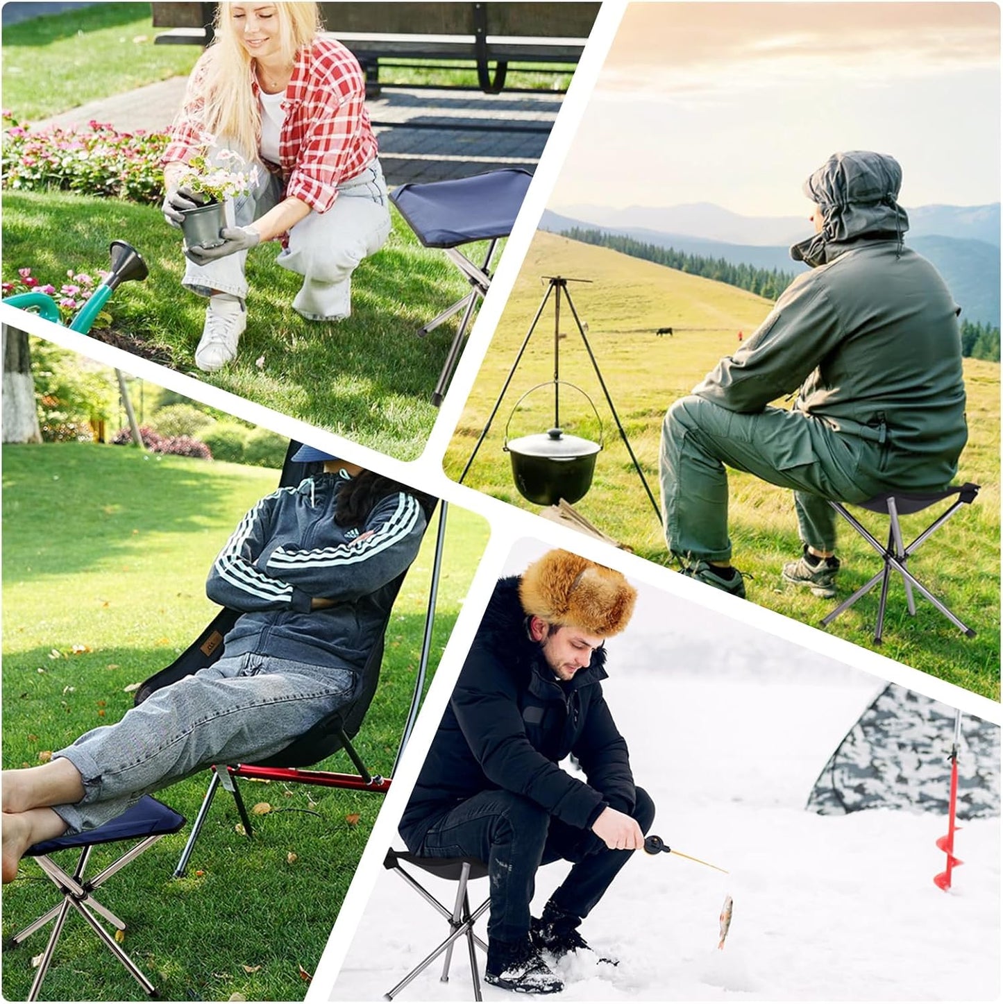 Camping Stool,Small Folding Chair,13.8" Lightweight Folding Stool Compact Backpacking Stool with Carry Bag