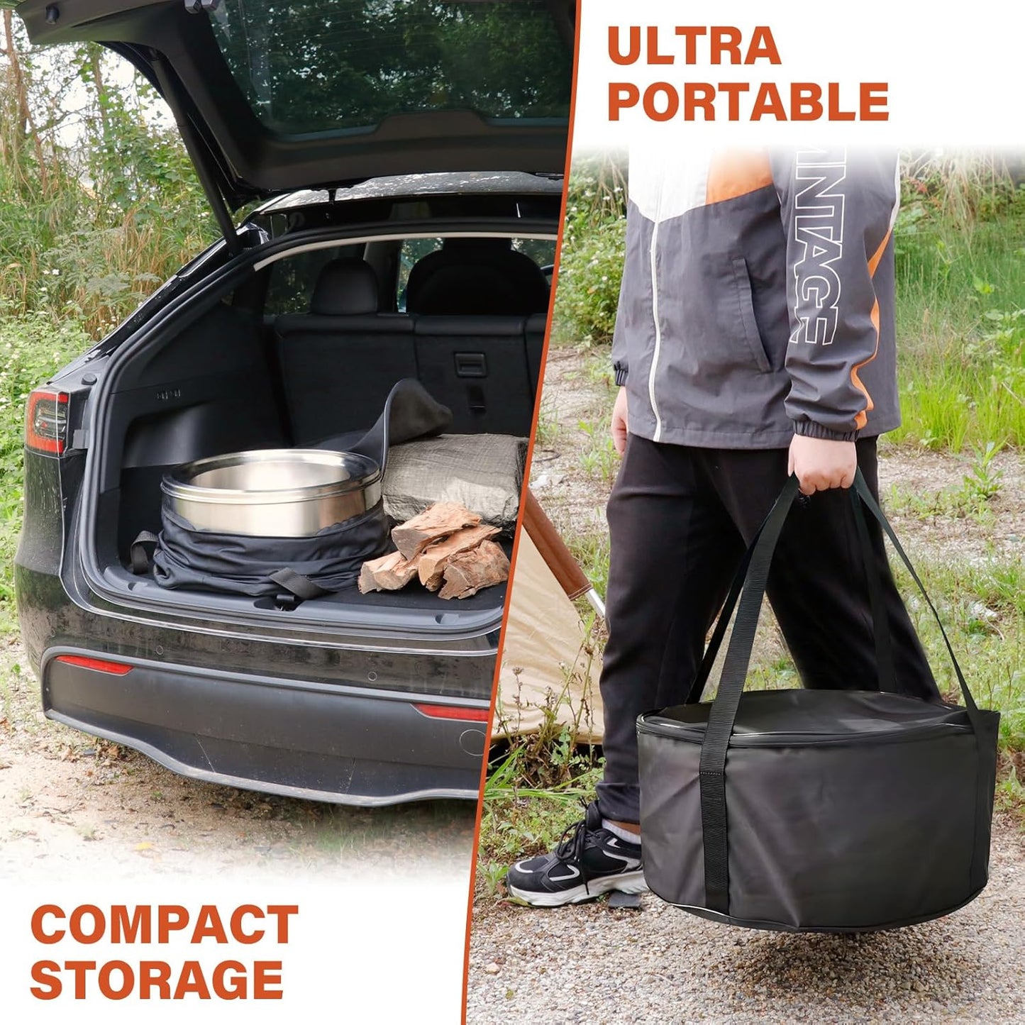 HGD 16 inch Smokeless Firepit, Stainless Steel Fire Pits, Smokeless Fire Pit for Outside with Carry Bag for Camping Backyard Patio Garden Picnic