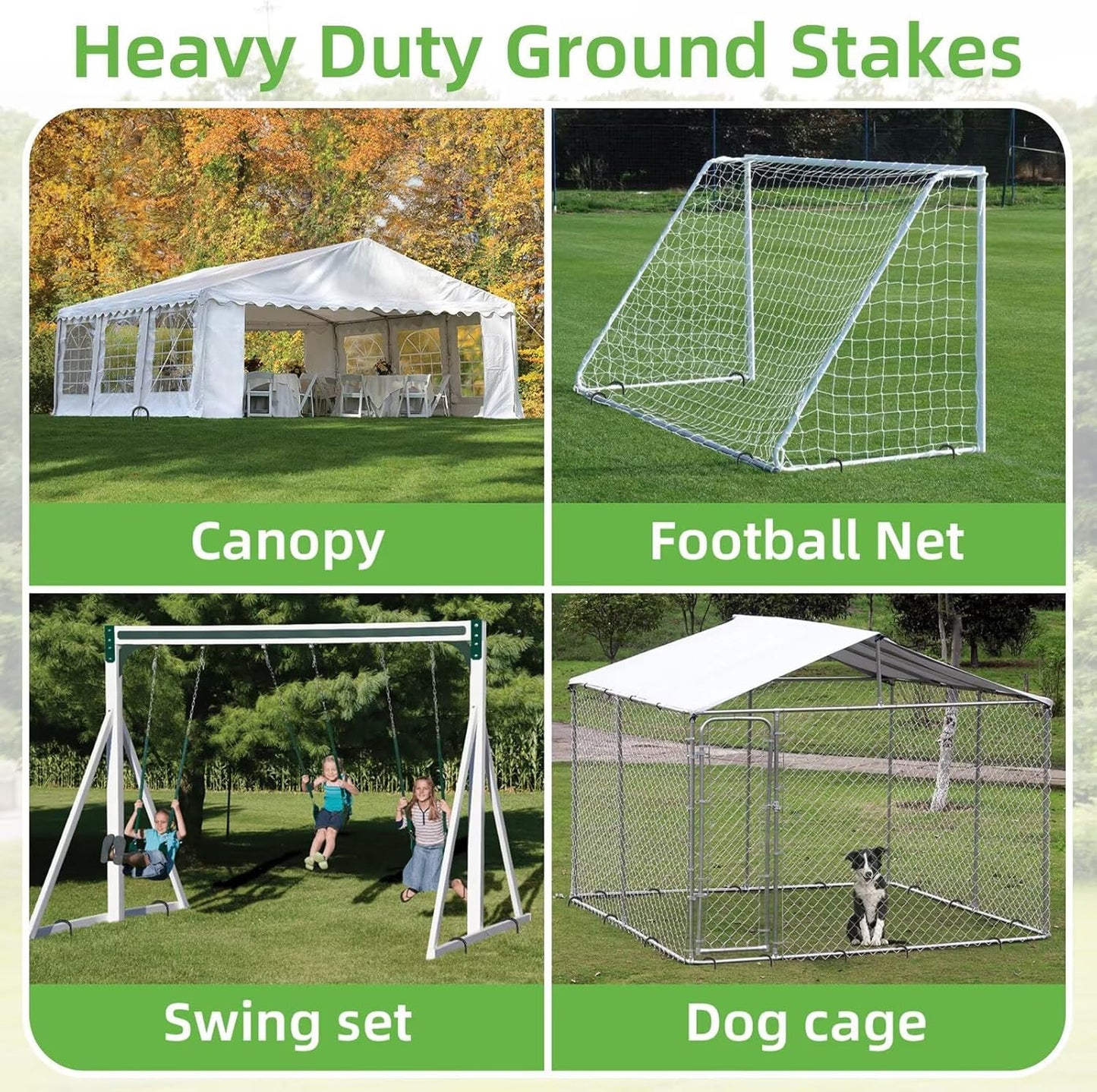 Black Trampoline Stakes Anchors High Wind 16inx10mm Galvanized U Hook 4pcs Rebar Stakes – Heavy Duty Ground Anchors for Trampoline,Yard & Inflatable,Landscape Metal Stakes for Outdoor Decorations