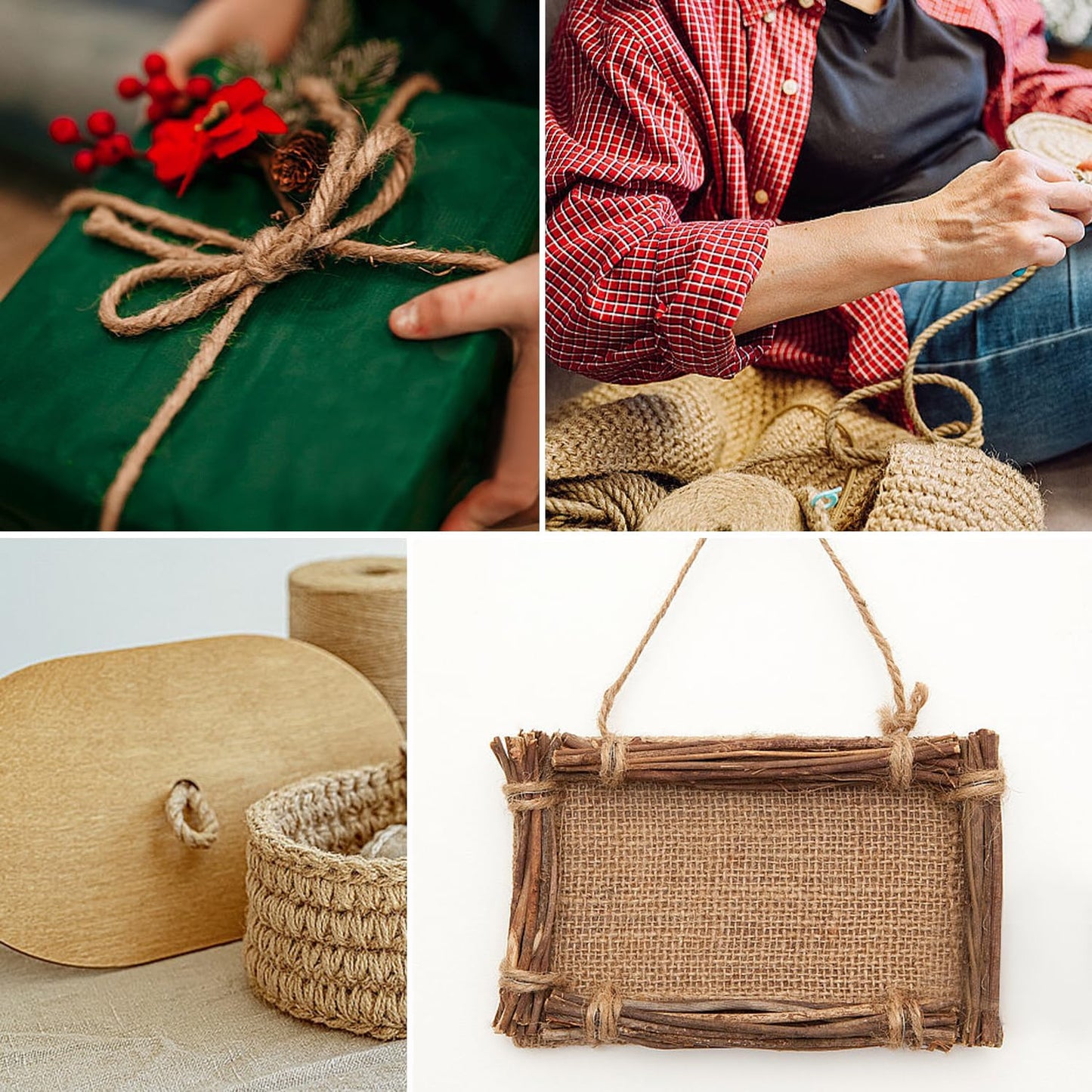 Natural Jute Twine 164 Feet Long String for Crafts Gift Wrapping Christmas Handmade Arts Decoration Packing String Home Decor （6mm * 164feet）