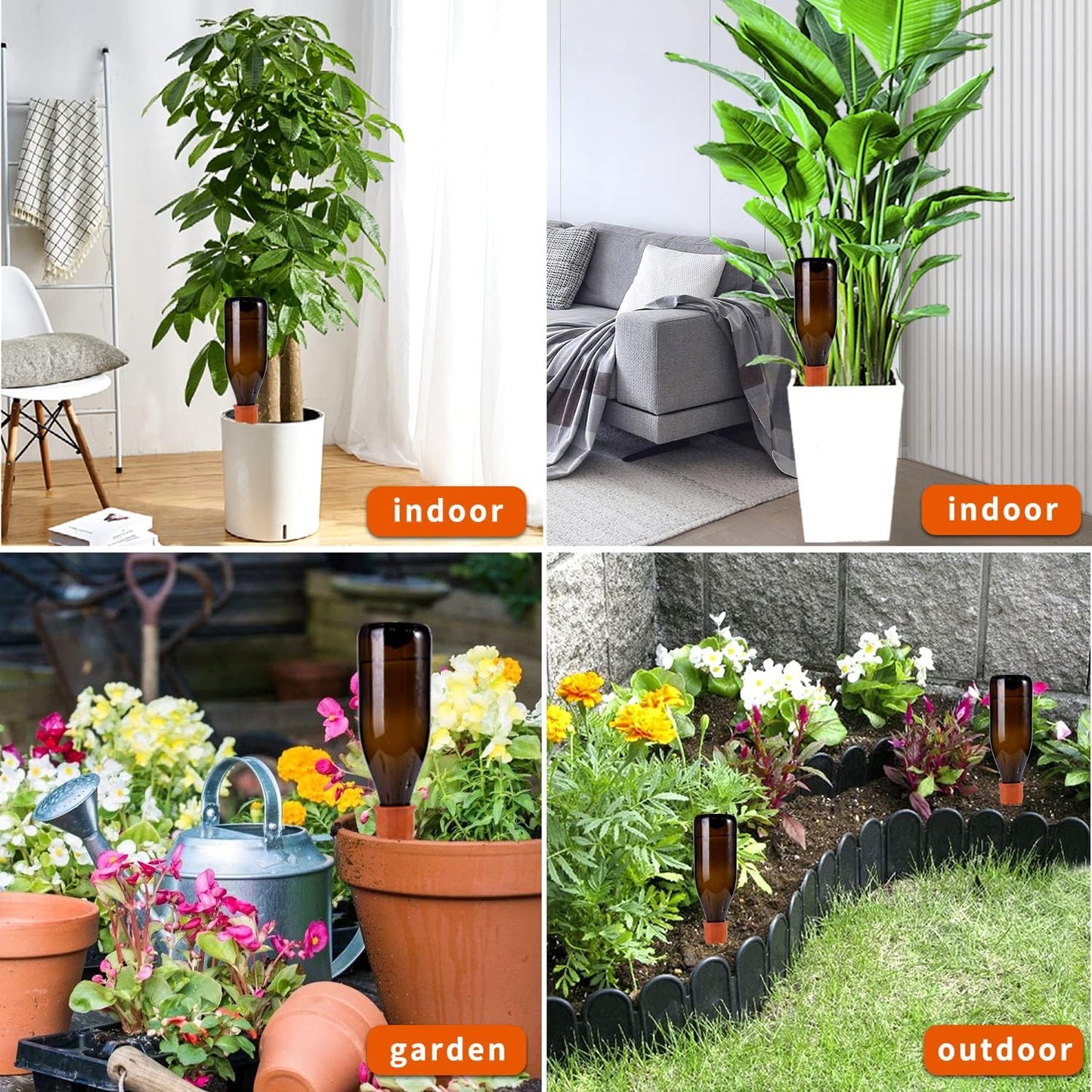 Plant Self-Watering Stakes-15 Pack Terracotta Automatic Plant Waterer Devices Auto-Water Irrigation System for Indoor/Outdoor Plants