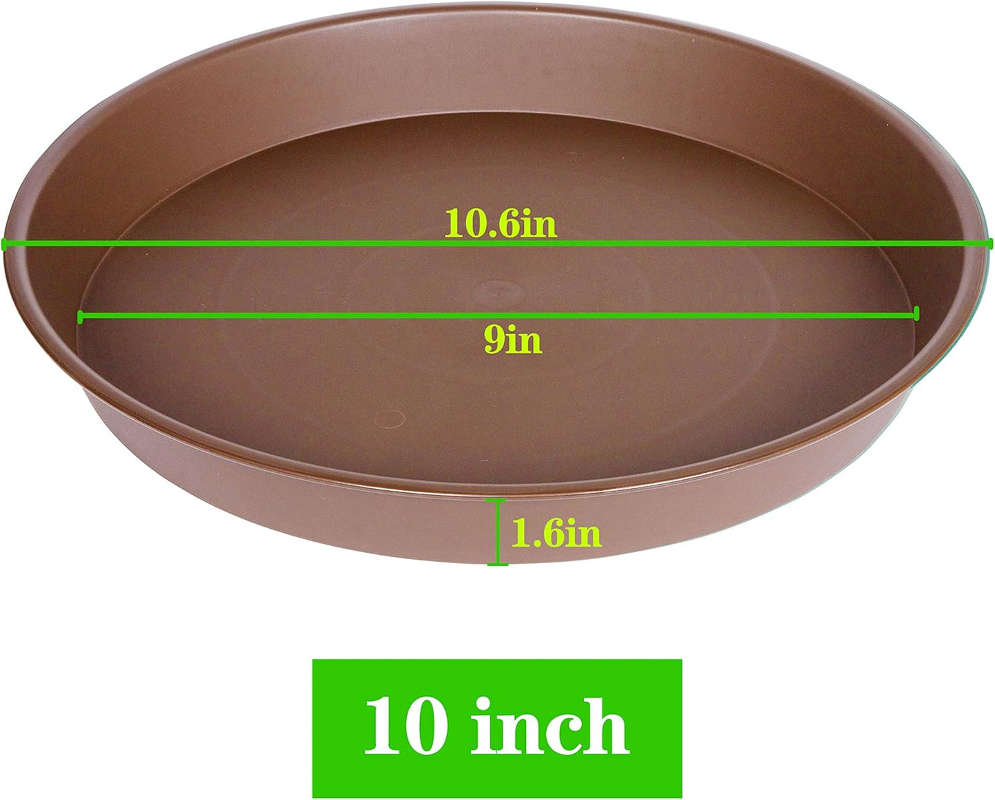6 Pack of 10 inch Plant Saucer, Heavy Duty Plastic Plant Saucer 10 inch Round, Plant Tray for Pots, Flower Plant Saucers for Indoors, Plant Trays for Planter 8"/9"/10" (10", Chocolate)