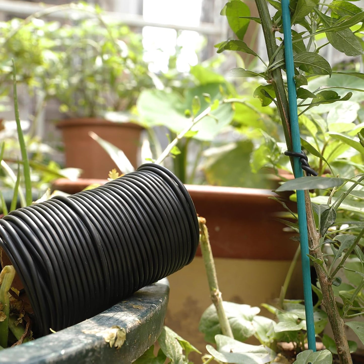 101 Feet Soft Plant Ties Black Plant Twist Ties, Plant ties for Support. for Plants Gardening Office Home, TPR Flexible Garden Ties Supplies with 3mm Diameter