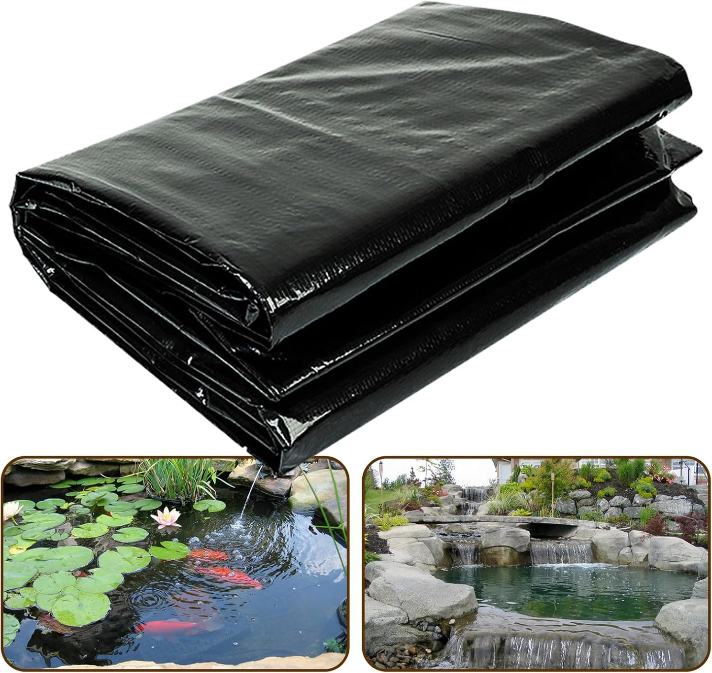 yeezoo 10X10FT Reinforced PE Pond Liner, KOI Pond Liners for Outdoor Ponds, Enhanced 5-Layer Structure Pond Liner for Fish, Duck, Garden Raised Bed and Waterscape Pond(0.63oz/sq ft Thickness)