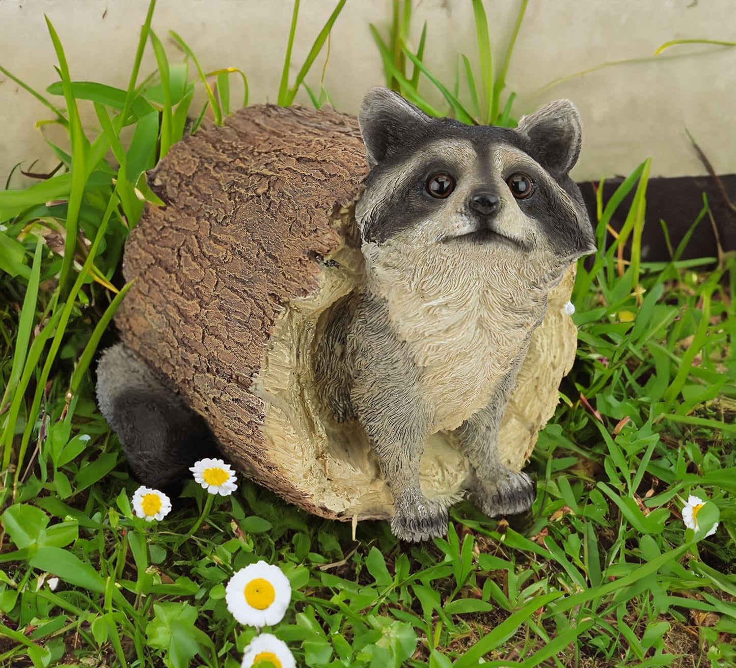 Raccoon Outdoor Animal Statue - Lifelike Raccoon Figurine, Woodland Theme Animal Decor, Home & Garden Decor Accent, Decorative Statue & Sculpture