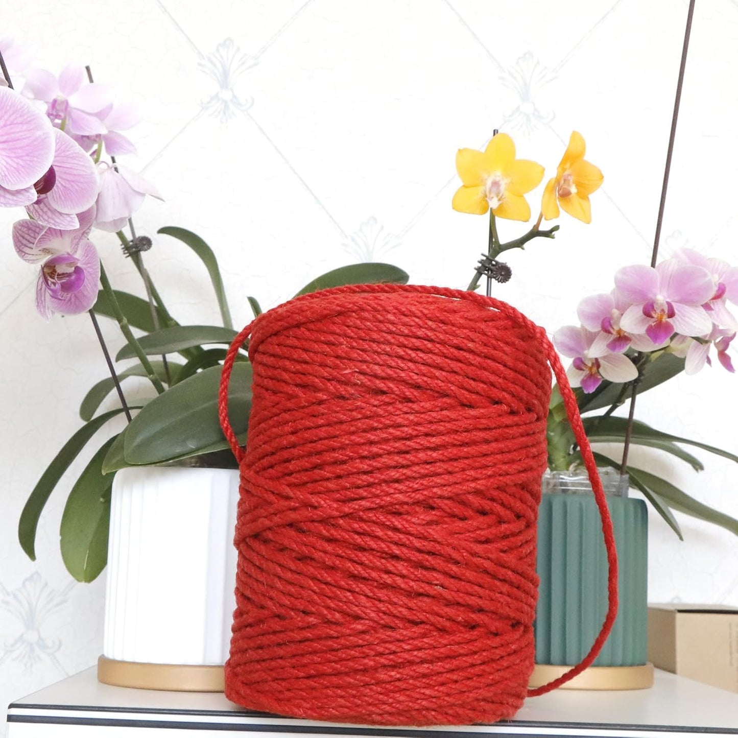 4mm x 400 Feet Red Jute Rope, Twine for Gardening Tomato Climbing Plant Tie Floristry Crafts Gift Wrapping Packing Decor