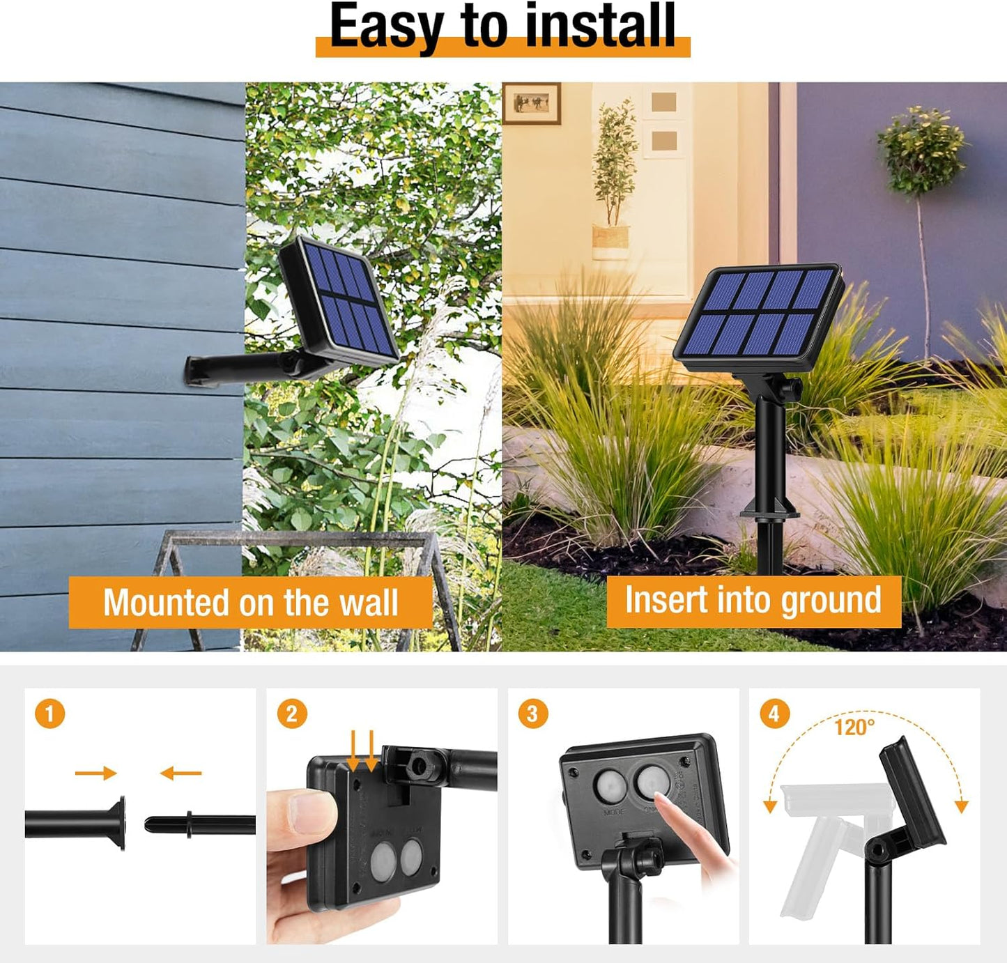 2 Pack Solar String Lights for Outside - 160LED 66FT Solar Fairy Lights Outdoor Waterproof 8 Modes, Copper Wire Solar Powered Twinkle Lights for Tree Garden Christmas Wedding Party Decor, Multicolor