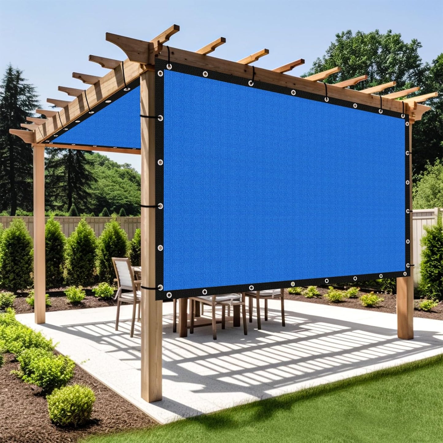Shade&Beyond Customized Size 90% Sun Shade Cloth with Grommets, 5' X 5' Pergola Shade Cover Canopy, Mesh Tarp Sun Screens for Patio, Outdoor, Garden, Backyard GN01, Blue