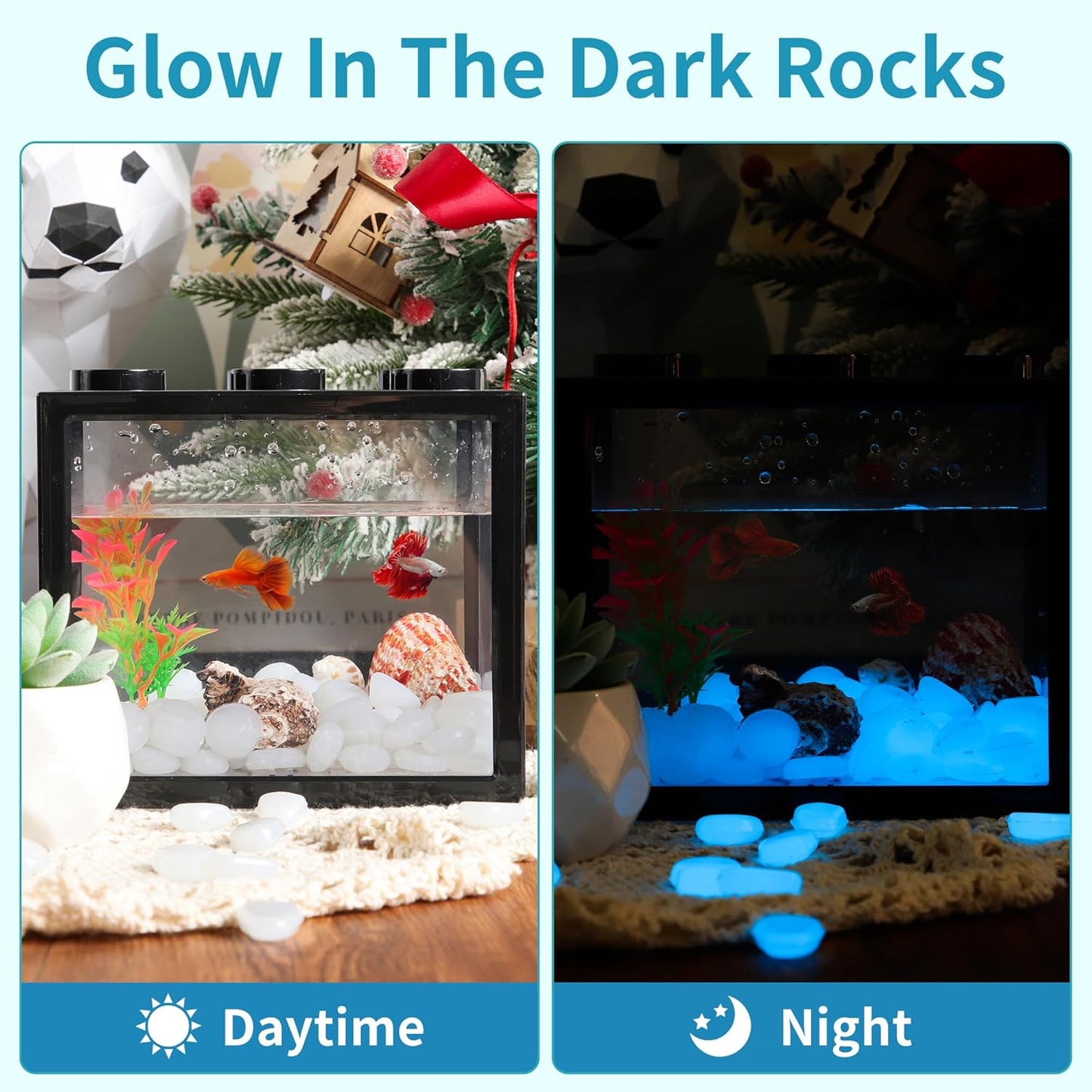 OSOPOLA 150 PCS Glow in The Dark Rocks - White Luminous Stones Fish Tank Accessories Turtle DIY Decor Pebbles for Fairy Garden Yard FD05WH150