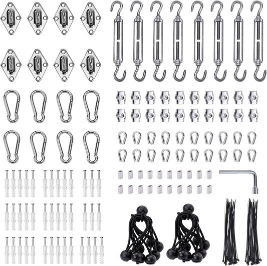 Shade Sail Hardware Kit 6 inch turnbuckles for Triangle Rectangle Sun Shade Sail Outdoor Installation turnbuckles for Cables Wire for Outdoor,Garden,Kitchen,Craft,235PCS