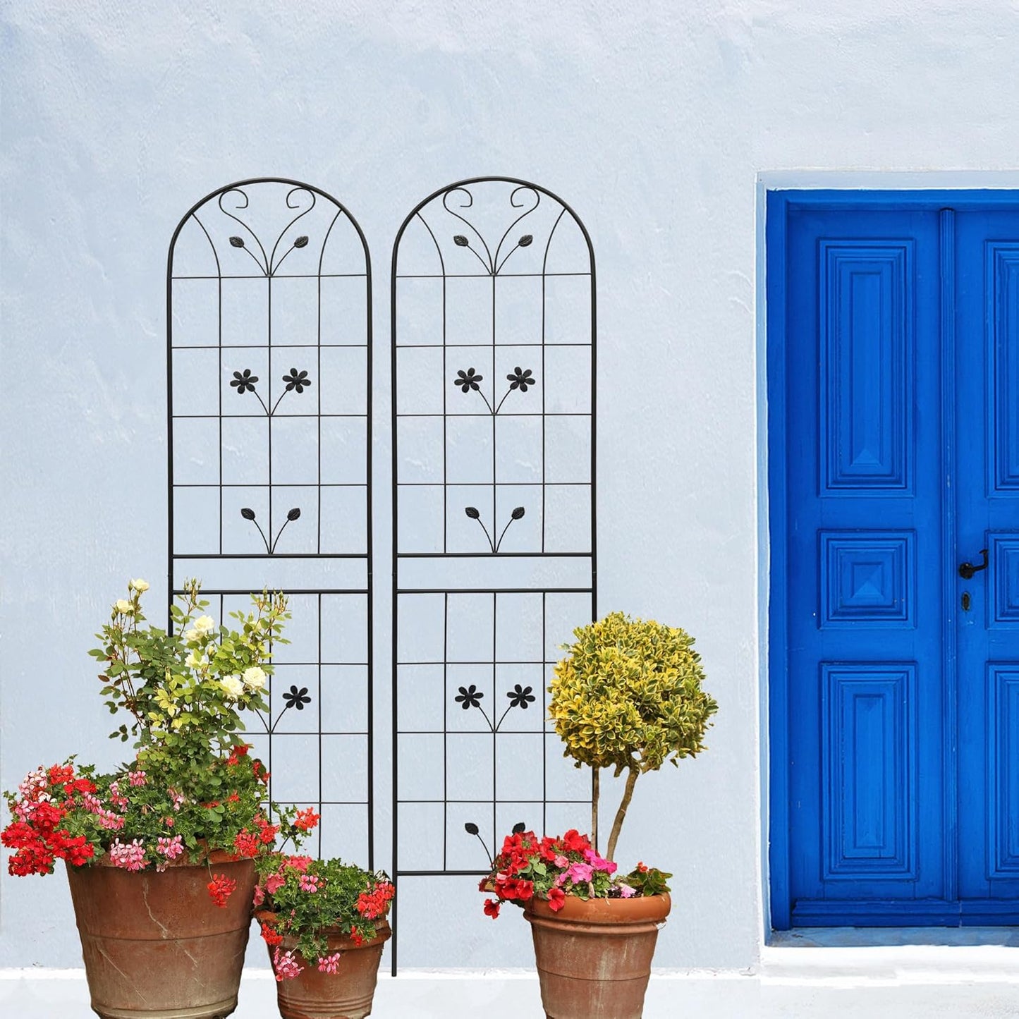 Garden Trellises, 2 Pack Black Metal Coated Rustproof Trellis for Climbing Plants Outdoor, Roses, Vines, Flowers, and Vegetables-19.7×86.7 inches