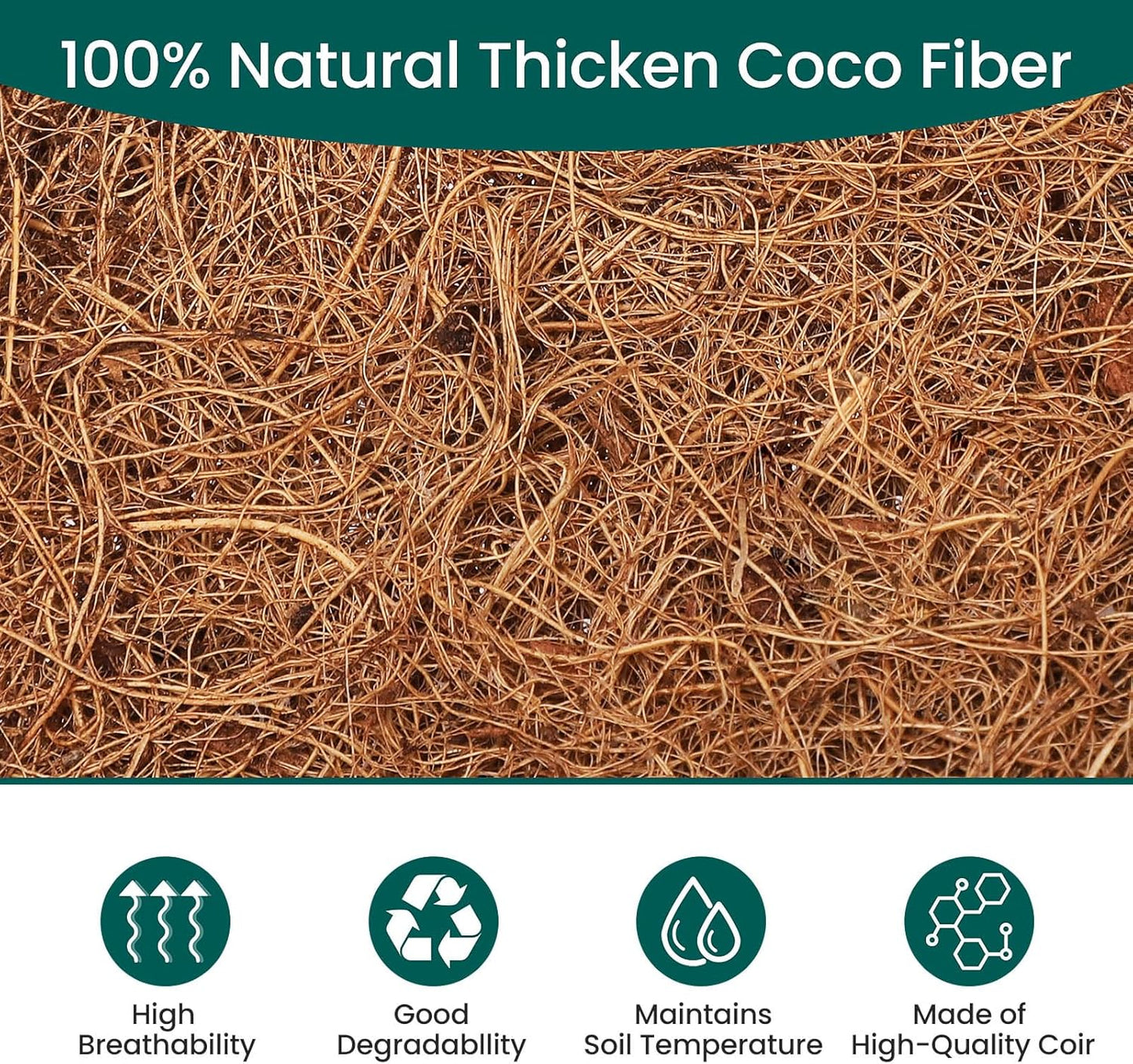 4 Packs 24 inch Hanging Basket Liner Trough Coco Coir Liner for Planter Replaceable Natural Coconut Fiber for Hanging Baskets Window Box Garden Fence Flower Pots Outdoor Indoor (4Pcs 24 inch)