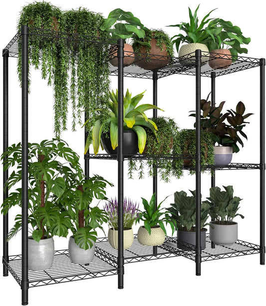 Xiofio 8-Tier Plant Stand for Indoor Outdoor,Multiple Plants Plant Rack,Adjustable Plant Stand Suitable for Bedroom Living Room Balcony Garden,Black