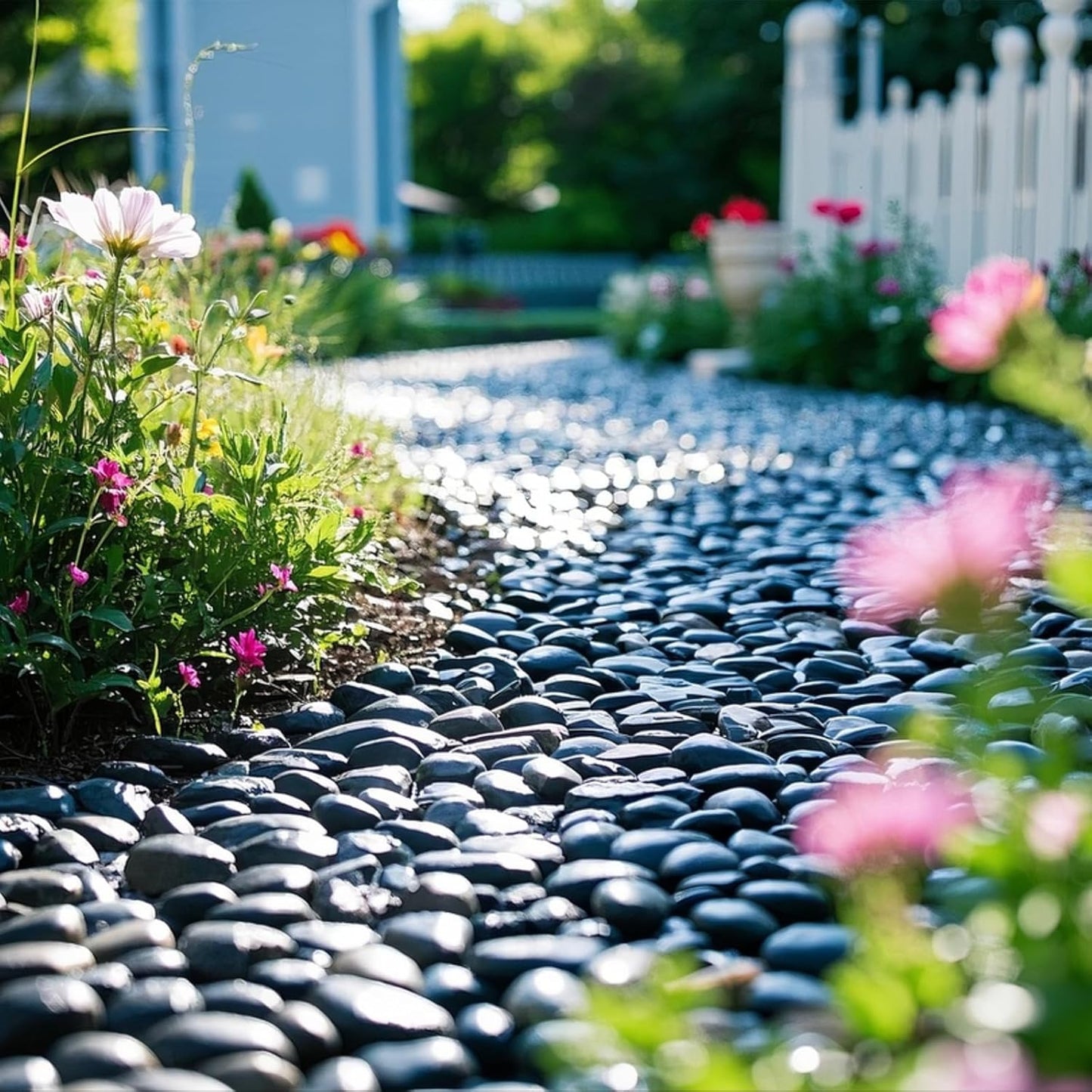 River Rocks, 20lbs Black Pebbles for Indoor Plants, 1-2 Inch Aquarium Rocks, Natural Stones for Landscaping Garden Paving Plant Rocks Crafting Walkways