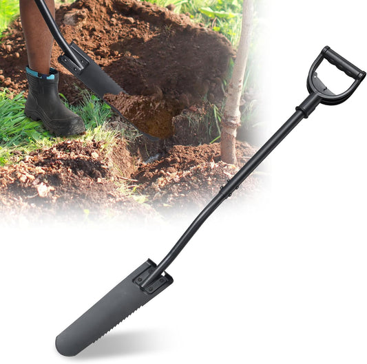 Spade Shovel, 45" Trench Shovel with 14.5" Long Narrow Spade for Digging, Trenching, Planting, Gardening, Heavy Duty with Serrations