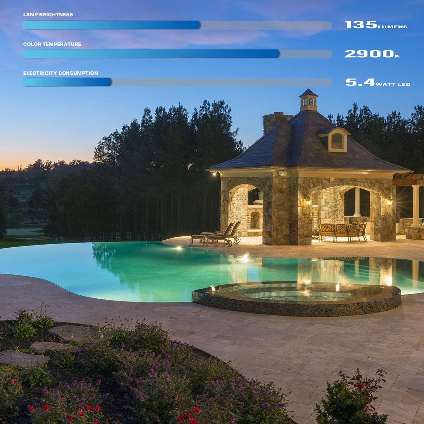 GOODSMANN Landscape Lighting 4PK Pond Lights Led Underwater Submersible Lights Fountain Lights Outdoor 5.4W 135 Lumen 2900K Warm White Low Voltage Pond Lights with Power Cord Waterproof