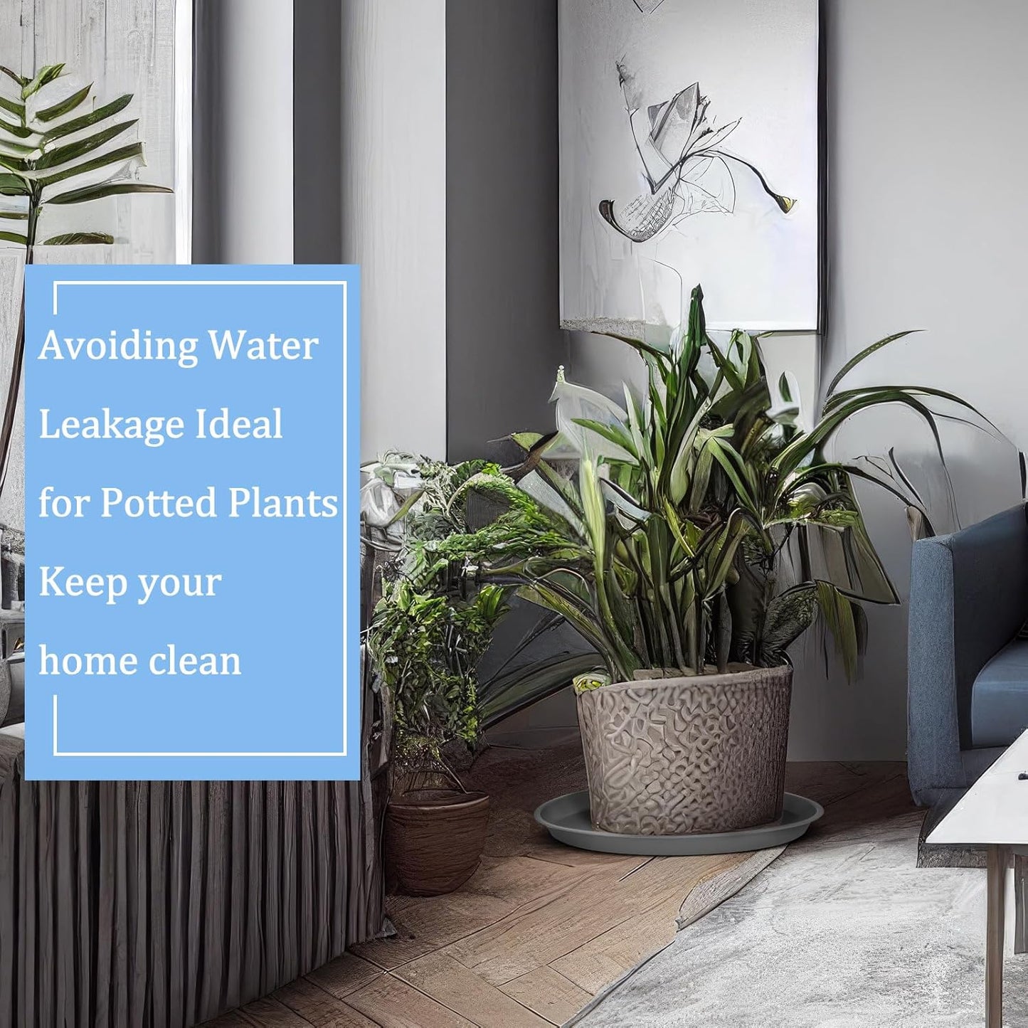 Eccliy 6 Pack Plastic Plant Saucer Heavy Duty Planter Saucers Large Plant Pot Saucers Plastic Water Trays for Indoors and Outdoors Flower Plant Plant Drip (Gray,20 Inch)