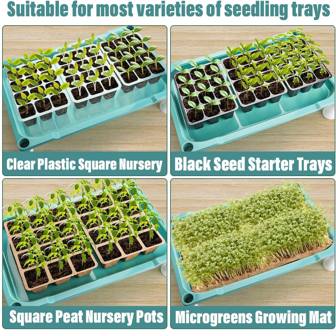 5-Tier Seed Stand with 5 Trays, Seed Starting Rack Propagation Rack Kit for Stackable Seedling Tray Seedling Staging Table for Indoor Outdoor Growing(Blue)