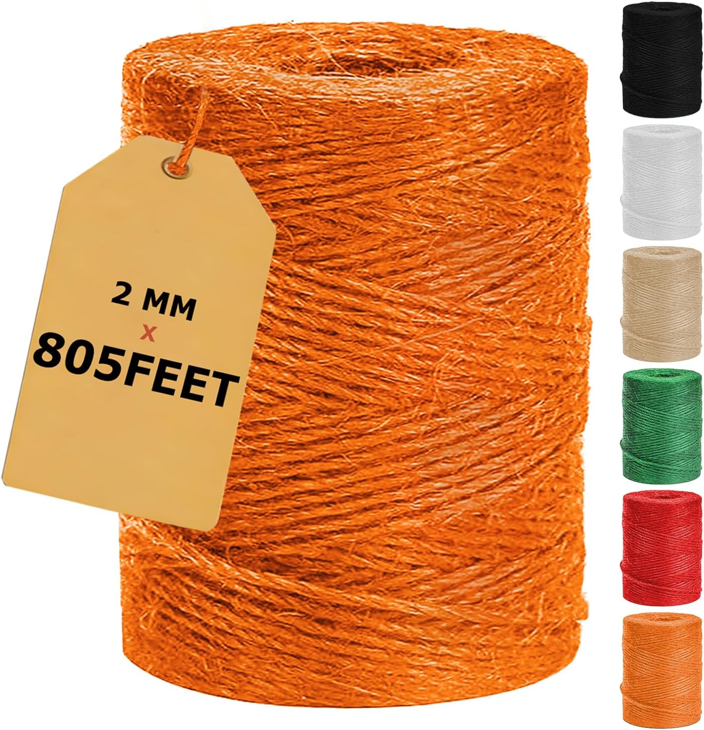 Vanhench 805FT Orange Twine String, Colored Natural Jute Twine String Rope Cord for Christmas Crochet Knitting Macrame, Arts & Crafts, Gift Wrapping, Wedding Décor, Art Decoration Packing (Orange)