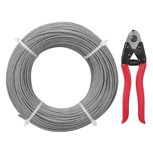 VEVOR T316 Deck Railing Cable, 1/8" Stainless Steel Wire Rope 300 ft with Cutter Kit, 7x7 Strands Construction Marine Aircraft Grade for Handrail Stair Decking Fence Outdoors