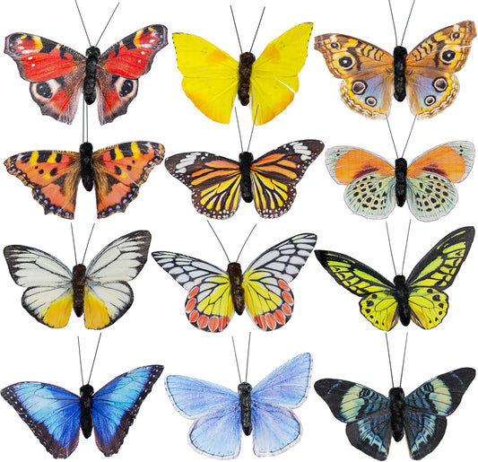 Berfutall-Artificial Feather 3D Butterfly Party Decorations Set of 12 Color Ornaments for Christmas Tree(C)…