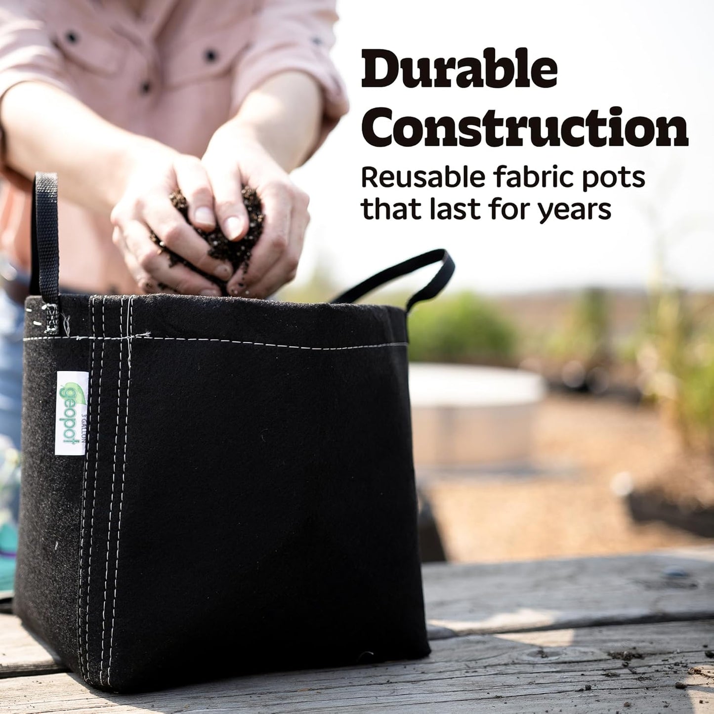 2 Gallon Fabric Grow Bags with Handles for Vegetables, Houseplants, Herbs & Flowers | 10-Pack | Fabric Pots for Outdoors and Indoors, Aerated Fabric Grow Bags