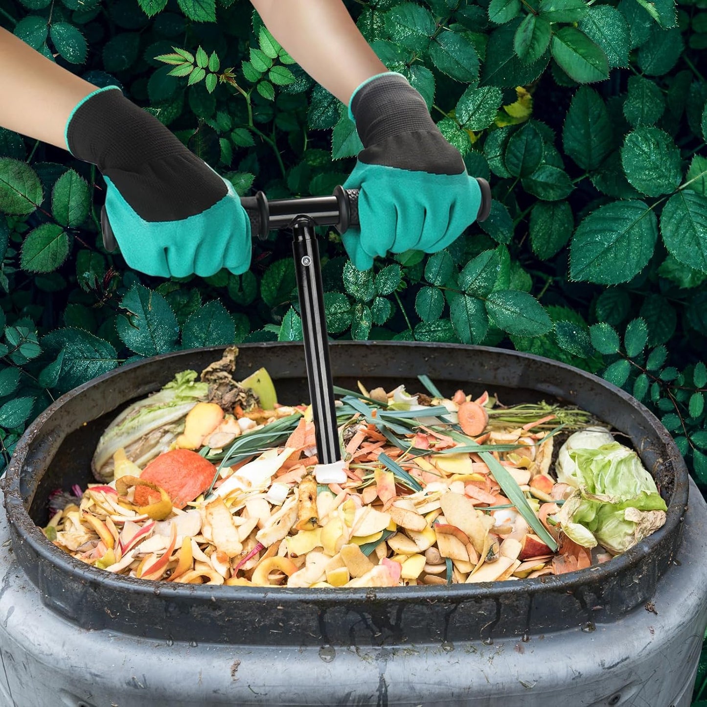 Compost Aerator Tool Turner and Mixing Tool for Outdoor Compost Tumbler Bins Bags, Composting Accessories