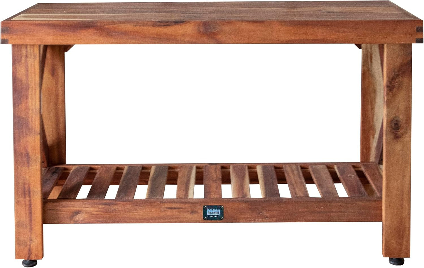 Backyard Discovery 48" Acacia Wood Farmhouse Narrow Console Table with Lower Slat Storage Shelf, Water-Resistant Design for Patio, Deck, Entryway, Living Room, Sofa Table, Indoor or Outdoor Use
