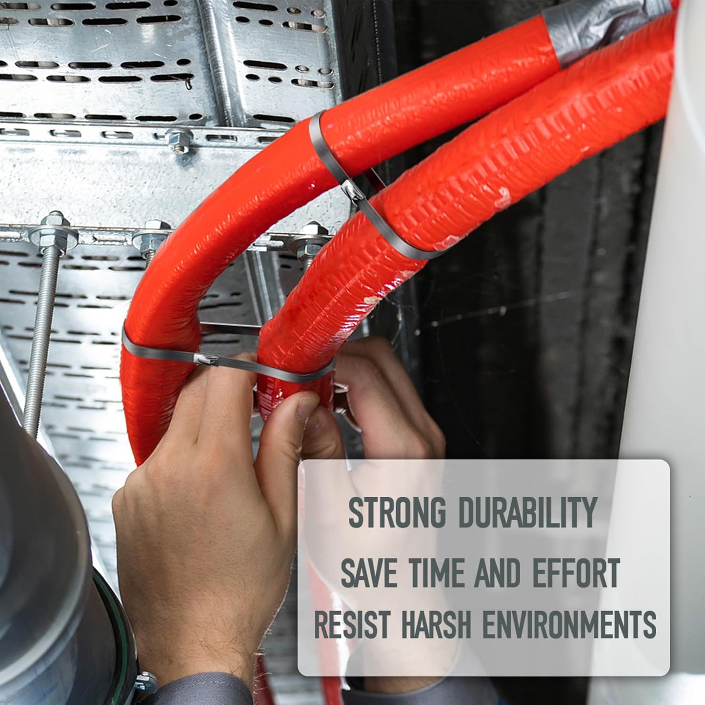 Stainless Steel Zip Ties 11.8 inch 100pcs, 304Stainless Steel Metal Zip Ties Multi-Purpose Heavy Duty Self-Locking Cable Ties for Machinery, Fence, Vehicles, Farms, Cables, Pipesas Well