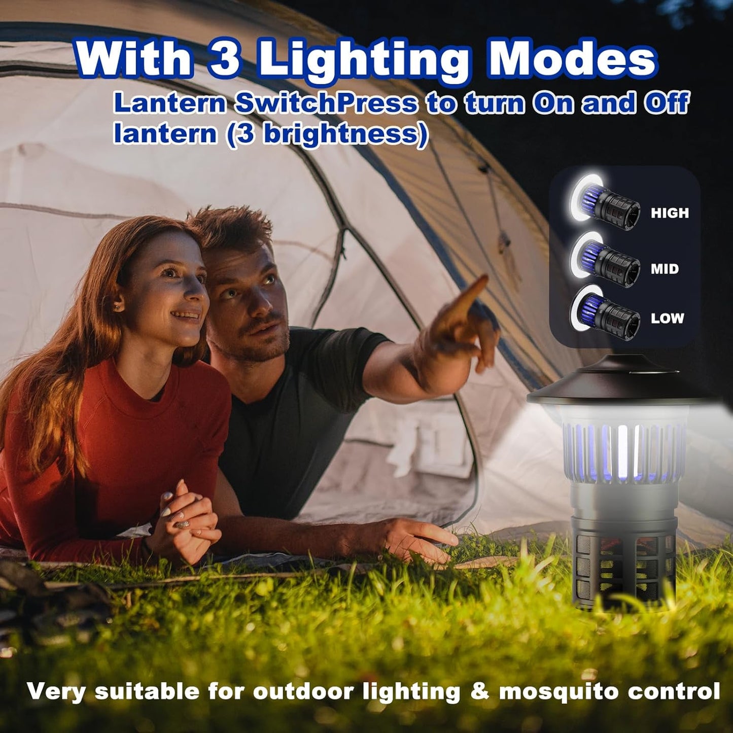 Wisely Fly Traps Outdoor - Rechargeable Cordless Flying Insect Trap IPX4 Waterproof with LED Light Adjustable - Catch Mosquitoes, Flies, Gnats, Wasps for Patio,Camping,Living Room,Home - Black