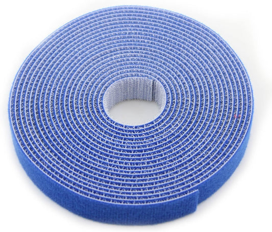Reusable Fastening Tape Cable Ties 3/4 Inch Double Side Hook Roll (5 Yard, Blue)