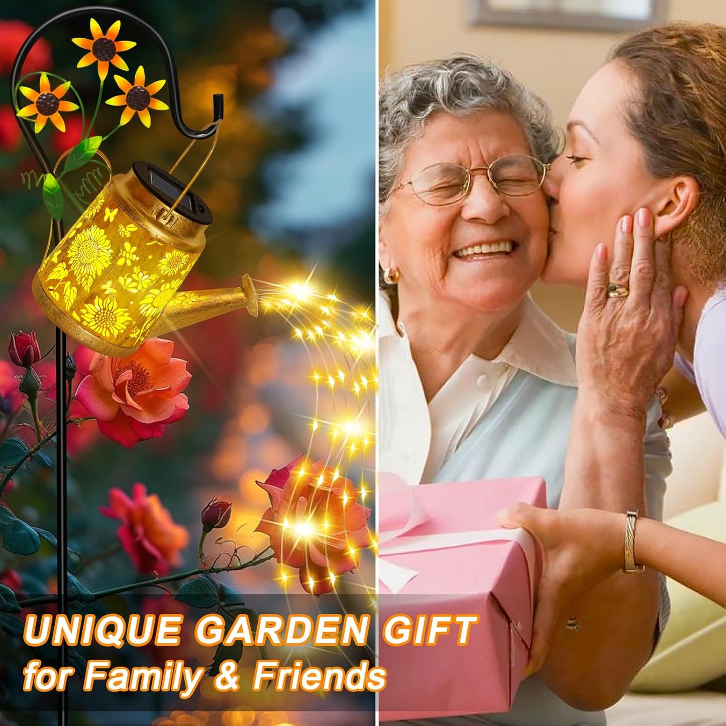 Sunflower Solar Watering Can Lights, Outdoor Waterproof Garden Lanterns with Shepherd Hook, Solar Garden Decor for Yard Outdoor Landscape Pathway Porch Patio, Gift for Women Mom Grandma, 2 Pack