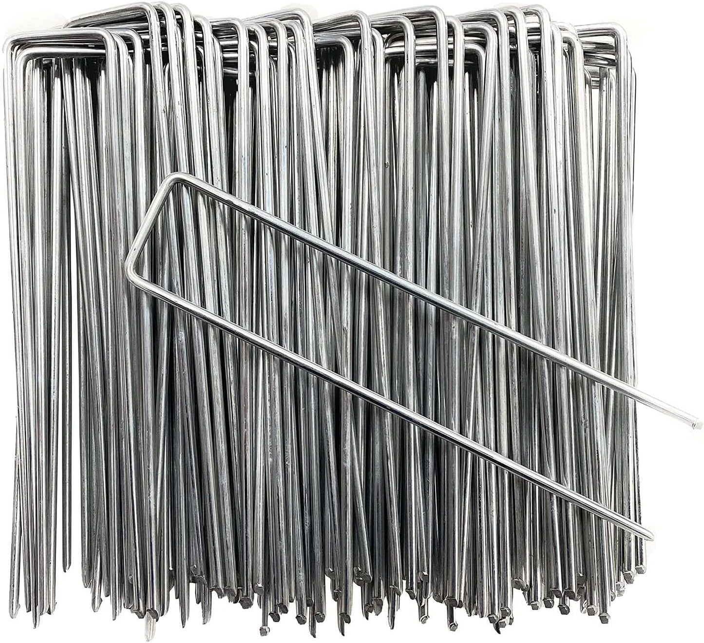 Landscape Staples 6 Inch 50 Pack Garden Stakes Galvanized Lawn Stake U-Type Turf Staples for Weed Barrier Fabric Holding Fence Rust Proof Sod Pins Stakes for Securing Netting Ground Sheets