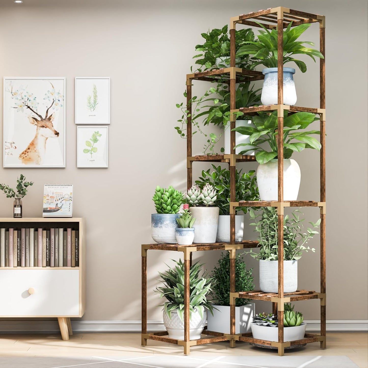 HOMKIRT Tall Corner Plant Stand Indoor Outdoor, 47.6" Plant Shelf Holder for Multiple Pots For Patio, Porch, Balcony, Home & Office Décor