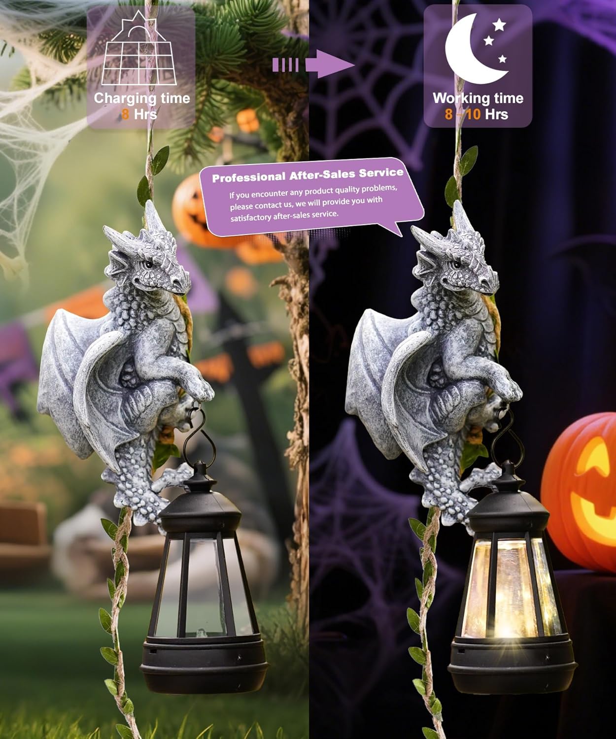 Dragon Outdoor Statue with Lantern: Resin Decor for Garden Patio Yard Wall Decoration - Ideal Gardening Gifts for Mom Grandma Women