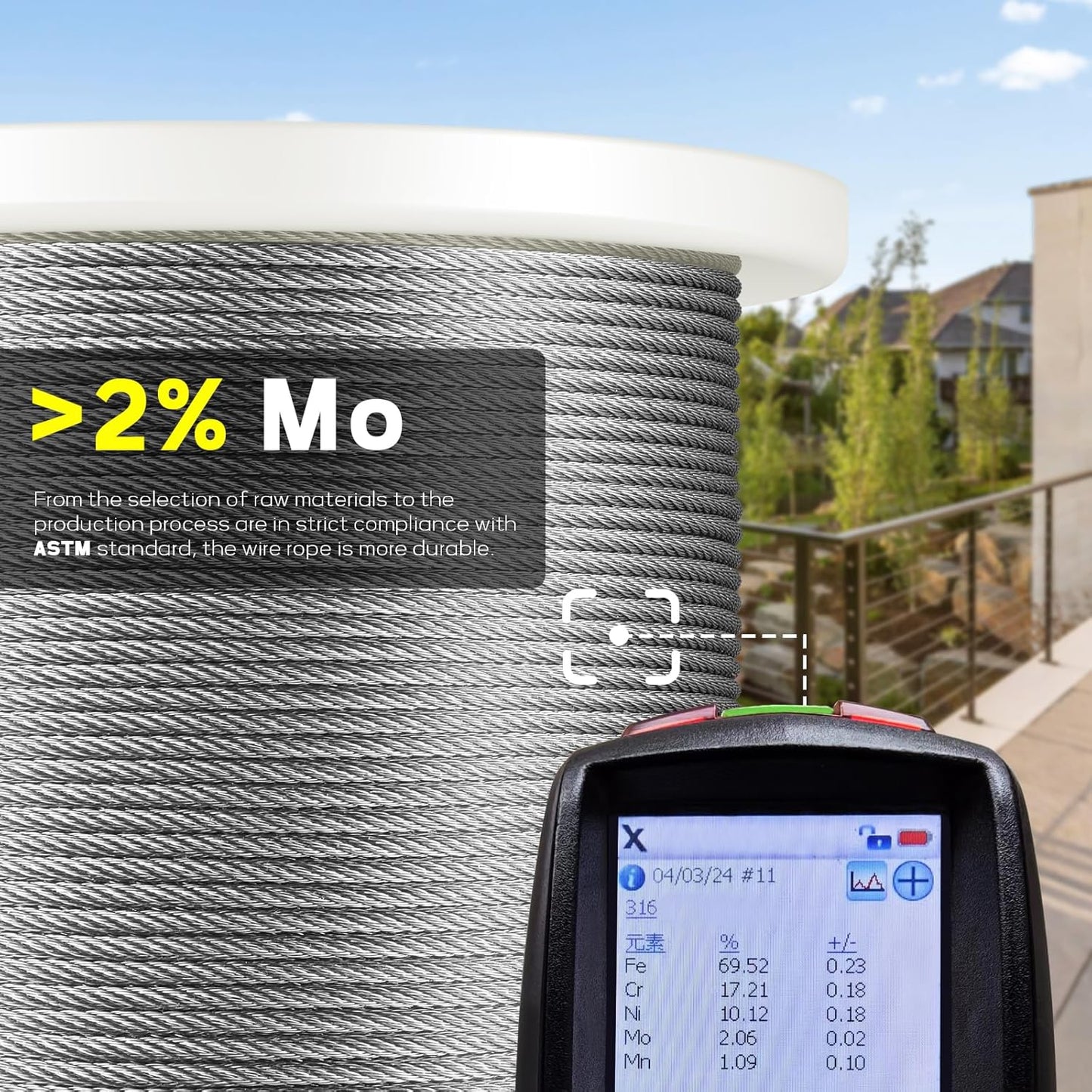 KALLDSY 400FT 1/8" T316 Stainless Steel Cable, Wire Rope Aircraft Cable for Deck Cable Fence Railing Kit, and DIY Balustrades, 7x7 Strands Construction, Comes with a Cutter