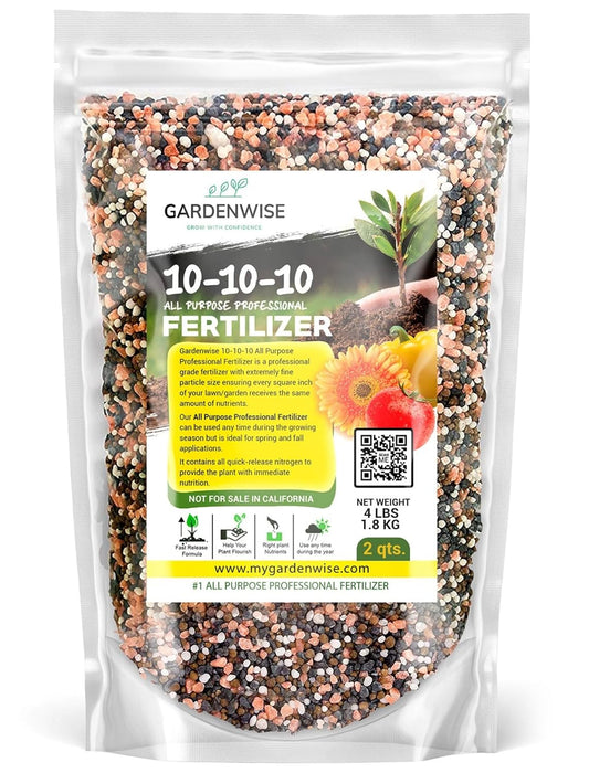 10-10-10 Plant Fertilizer Slow Release - 10 10 10 All Purpose Granular Garden Fertilizer for Vegetables, Tomato, Arborvitae, Shrubs, Rose, Flowers, Fruit, Fig Trees (2 QUARTS)