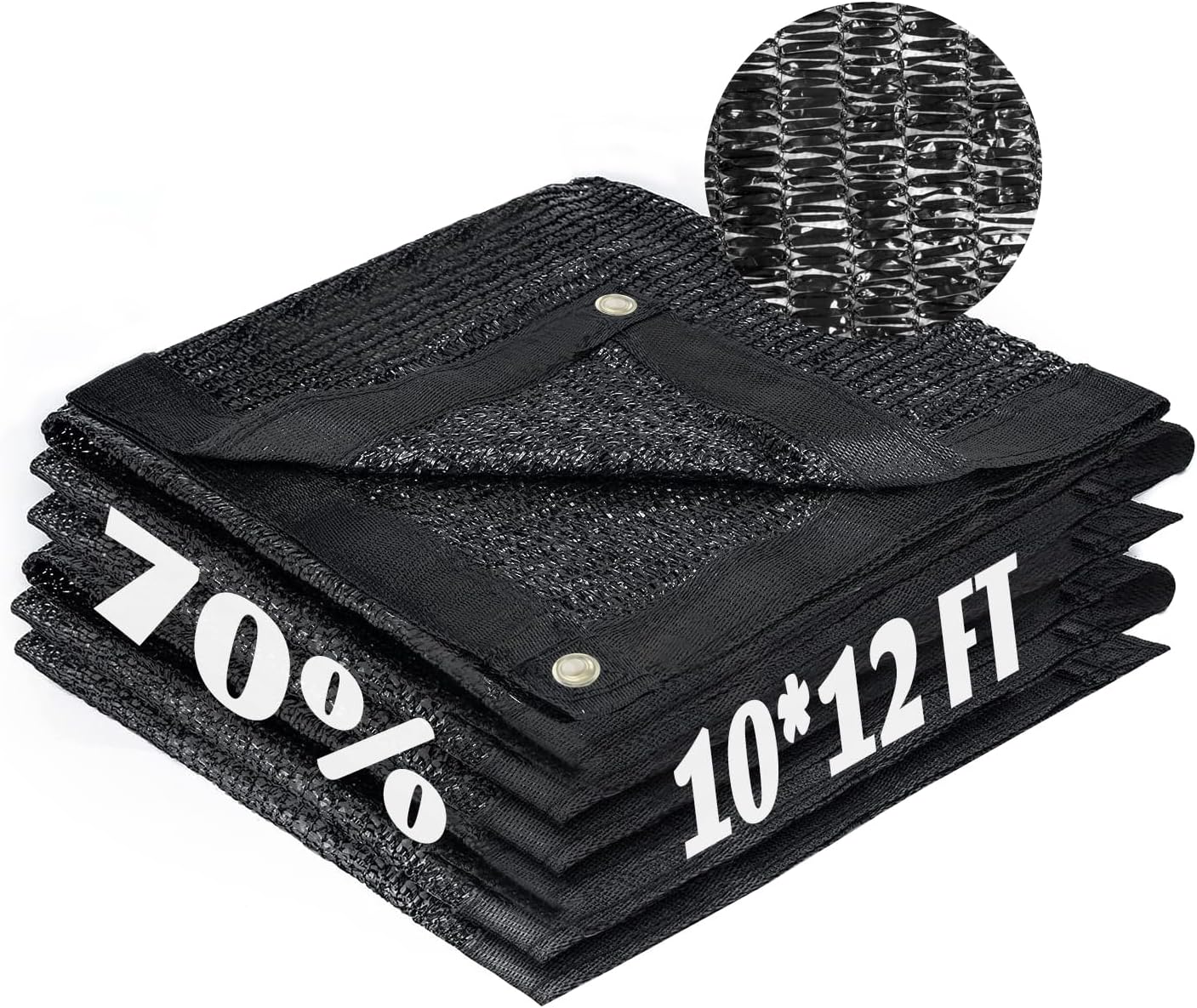 Cool Area 70% Sun Shade Cloth Mesh Tarp with Grommets for Plant Cover 10x12ft Patio Canopy Garden Pergola Greenhouse Car Barn Kennel Black